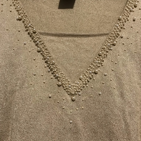 East 5th Gold with Pearls Gold Glitter Sweater - Picture 3 of 7